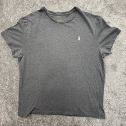 Polo Ralph Lauren Gray Heather Crew Neck T-Shirt Men’s 100% Cotton White Pony