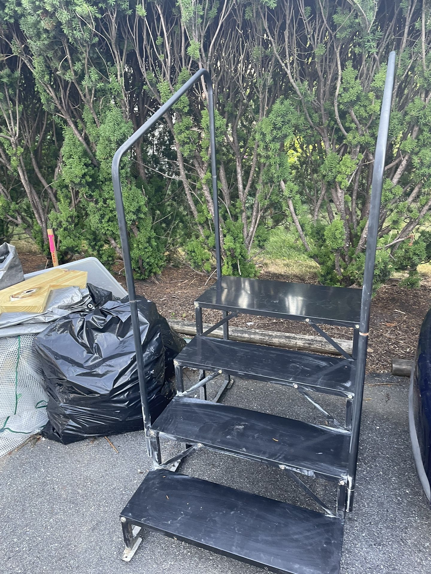 Metal Stairs With Holding Rail.