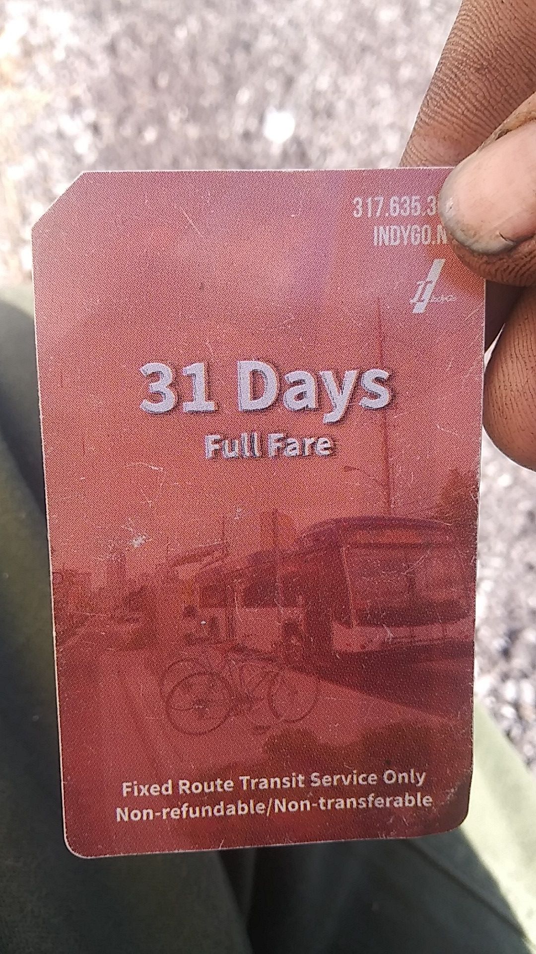 Indigo 31 day bus pass unstamped