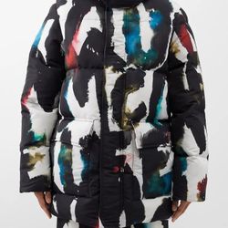 Alexander McQueen 48 M L Ski Puffer Coat Graffiti Watercolor Jacket Warm $3,800 Down Parka 