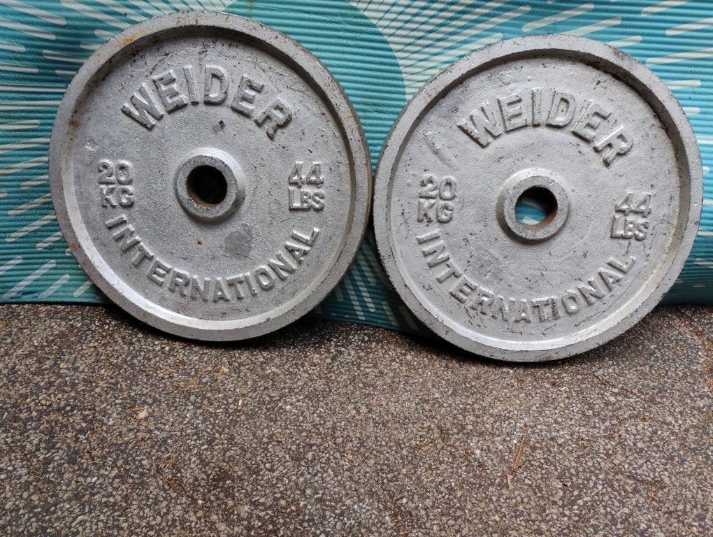 PAIR OF WEIDER 44 LB. / 20 KG. OLYMPIC PLATES