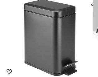 
mDesign Small Modern 1.3 Gallon Rectangle Metal Lidded Step Trash Can, Compact Garbage Bin with Removable Liner Bucket and Handle for Bathroom, Kitch