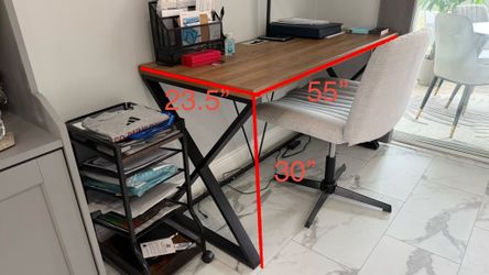MODERN OFFICE DESK + ERGONOMIC SWIVEL CHAIR - delivery is negotiable