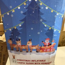 Winter Decorations - 12FT Giant Inflatable Winter Sleigh & Reindeer Yard Decoration Built-in 13 Led Outdoor Inflatable Decoration Christmas Clearance 