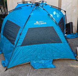​Pacific Breeze Pop-Up Beach Tent / Deluxe Sun Shelter Blue