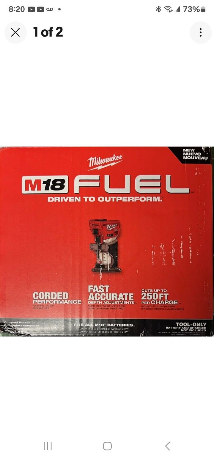 Milwaukee 2723-20 M18 FUEL 18V Compact Router (Tool Only), New
