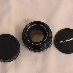 OLYMPUS OM-system F.Zuiko Auto-S 50mm/f1.8 lens w/Caps Made in Japan Excellent