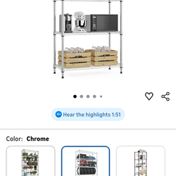 (877)
1000 lbs 4Tier Shelf Metal Storage Shelves Wire Rack Closet Organizers with Wheel for Garage Kitchen Bathroom Laundry Chrome 13.7" D x 23.6" W x