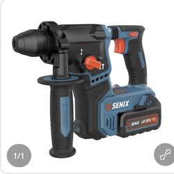 SENIX X2 20 Volt Max* SDS-Plus Cordless 5/8" Rotary Hammer Drill with Brushless Motor, Auxiliary Handle, Dual Function, & Vibration Control, Includes 