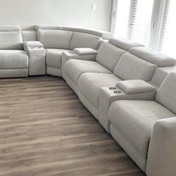 Living Space Power Chanel Gray 9 piece Modular Power Reclining  Sectional