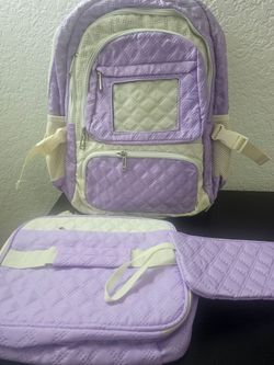 Purple Quilted Backpack Set