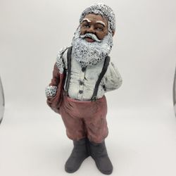 Resin Black Santa Figurine Marked TNT 598 Beautiful & Unique 1991 EUC 7"