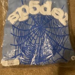 Sp5der Blue Web Hoodie Size Small