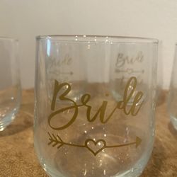 Glass Wedding Tumblers for the Bride and Bridesmaids