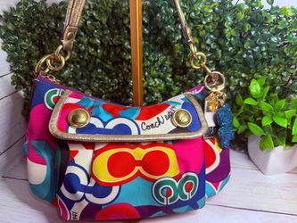 Coach Poppy Multicolor Canvas Shoulder Bag