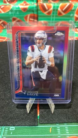 Drake Maye Red and Blue Topps Chrome