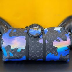 Louis Vuitton Monogram Eclipse Keepall Sunrise Bandouliere 55 Bag From The Summer Collection
