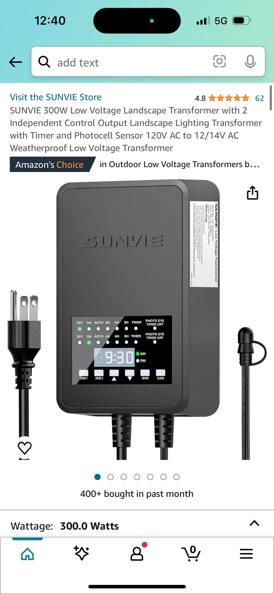 SUNVIE 300W Low Voltage Landscape Transformer