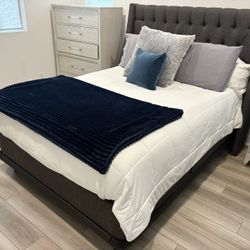 Queen, Bedframe, Headboard, And Tempurpedic Mattress