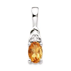 14K White Gold Citrine pendant w/diamond accent