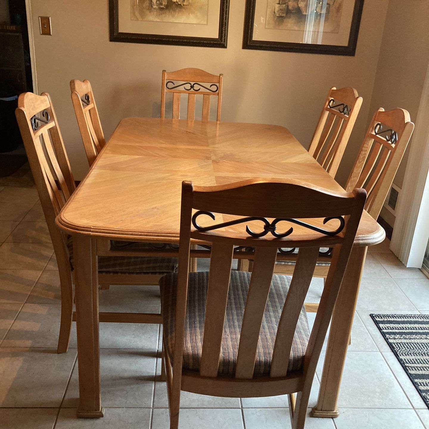 FREE Kitchen Table W/6 Upholstered chairs and Bakers Rack