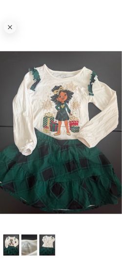 The Children's Place Cream & Green Holiday Graphic Long Sleeve Top