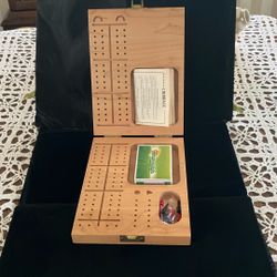 Wooden Cribbage Board. W Cards