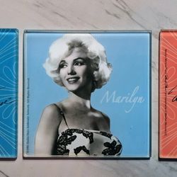 Set Of 3 X Vintage 90s Marilyn Monroe Glass Coasters 