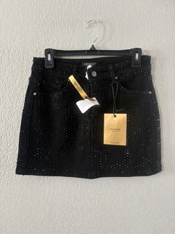 Legend Limited Edition Black Rhinestone Denim Mini Skirt