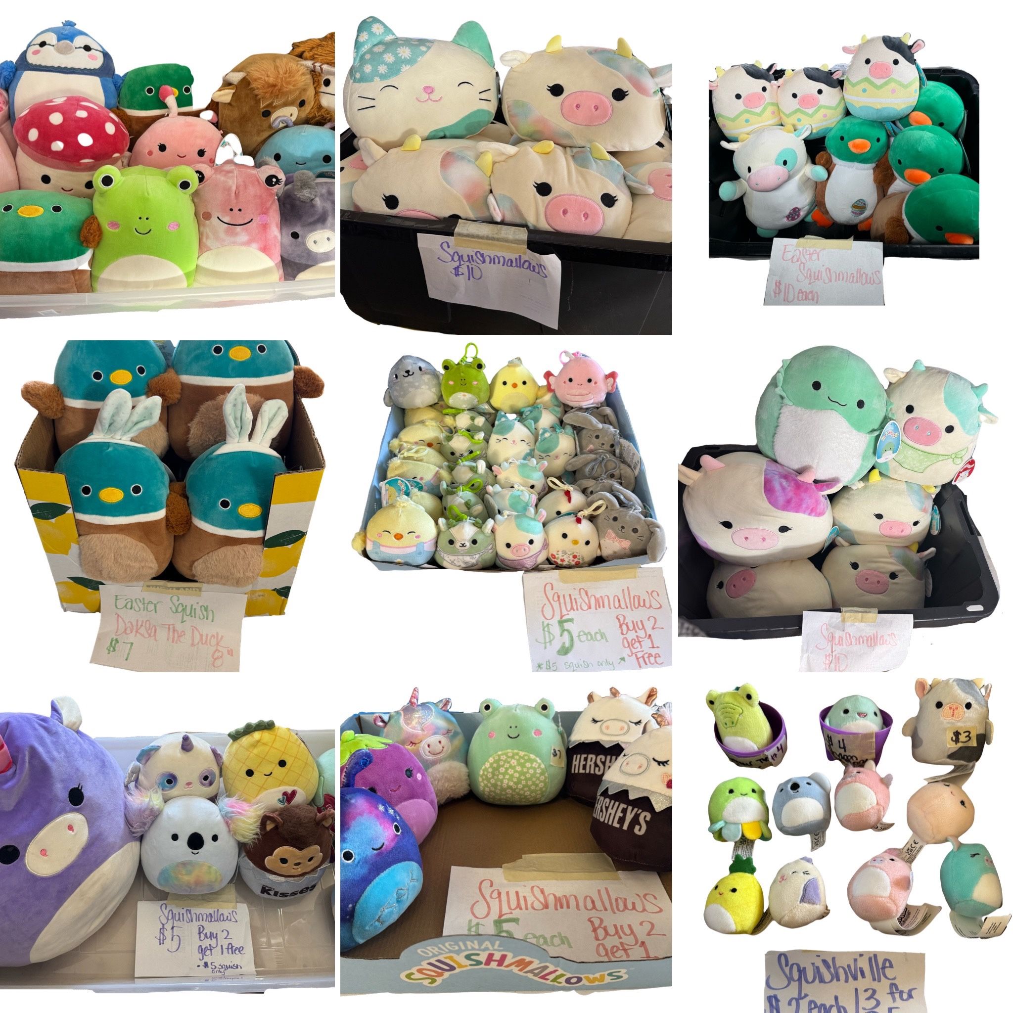 Squishy squish Squishmallows Multiple Sizes Clips Squishville plush stuffed animal Cow Yeti Axolotl
