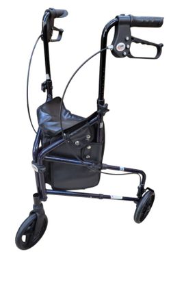 Carex Trio 3 Wheel Rolling Walker Lightweight Blue Folding Rollator Pouch 250lb