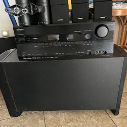 Bose Acoustimass 15 Home Theater With Onkyo Tx-sr606 HDMI All Wires Remote Control 2 Stand Excellent Condition 