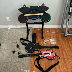 Guitar Hero set for PS3, PS4, PS5 w/ 2 Gibson guitars, Drums, 2 games, Tested Refurbished