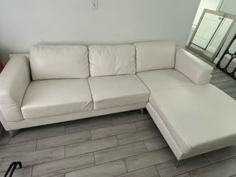 White leather Right chaise L couch + Mirrors