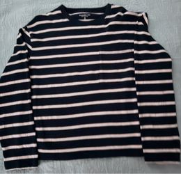 Abercrombie & Fitch, Navy/White Striped Long Sleeve Shirt, Size W