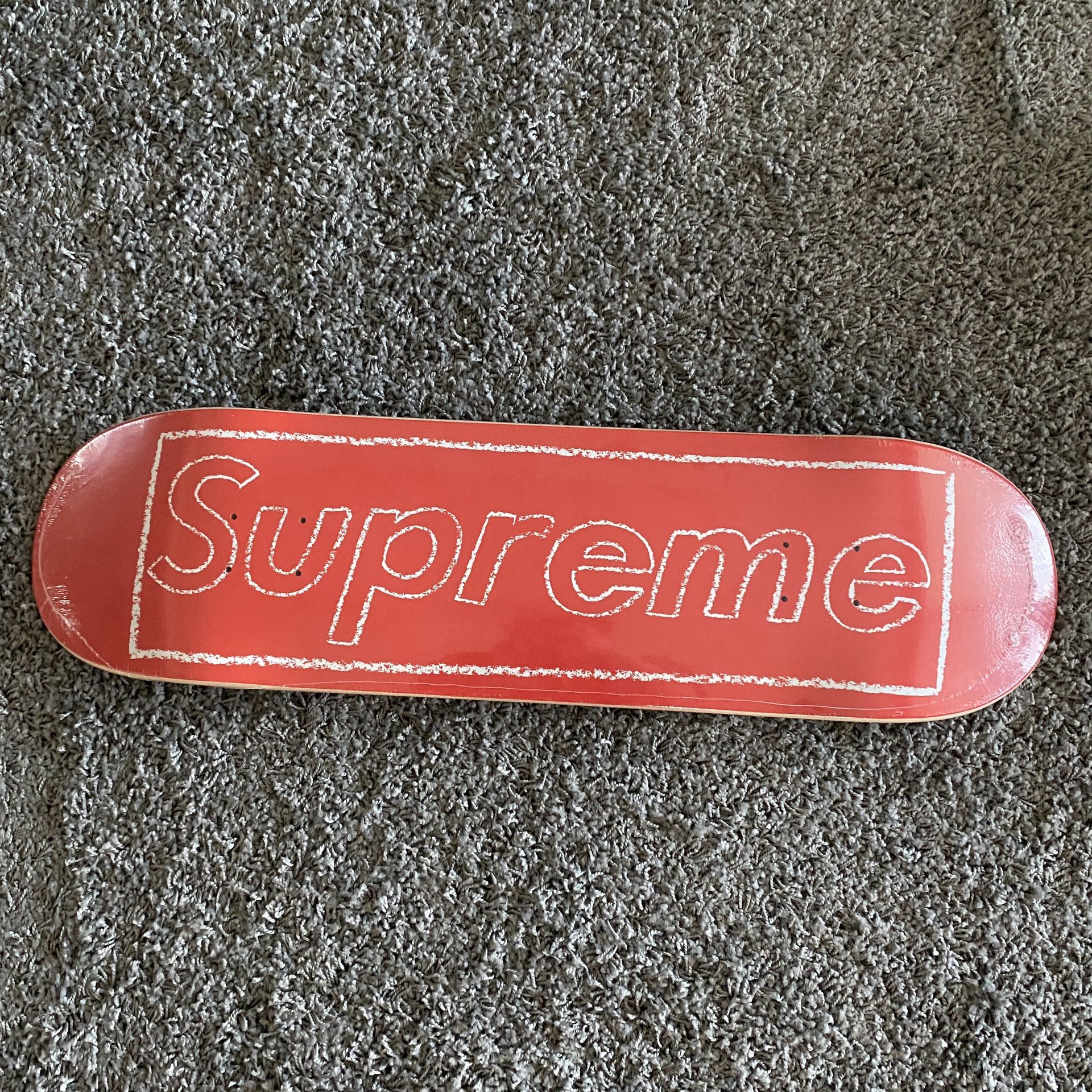 Supreme X Kaws Chalk Logo Skateboard Deck In Red