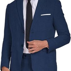 Wehilion Men's 3 Piece Suits Big and Tall, Two Button Solid Tuxedo Jacket Suit for Men, Wedding Prom Blazer Vest Pants