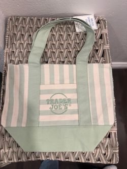 Trader Joe’s mini pastel green striped tote bag