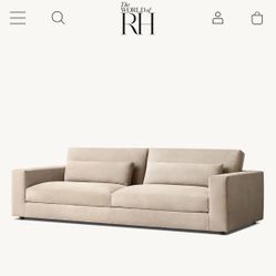 RH Lugano Veneto Leather Couch -Smoke