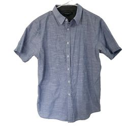 LONDON FOG Mens Light Blue Short Sleeve Collared Button Up Shirt Size Large