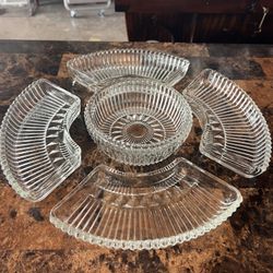 Vintage Kromex Lazy Susan Serving Platter 5pc