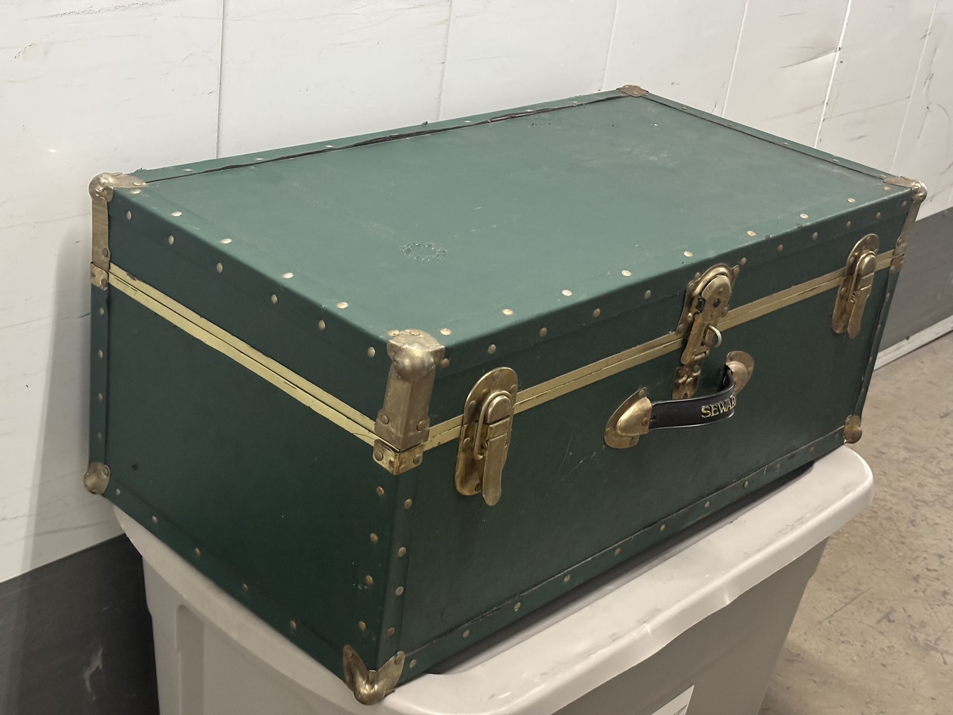Vintage Victoria Seward Trunk Green With Gold Latches