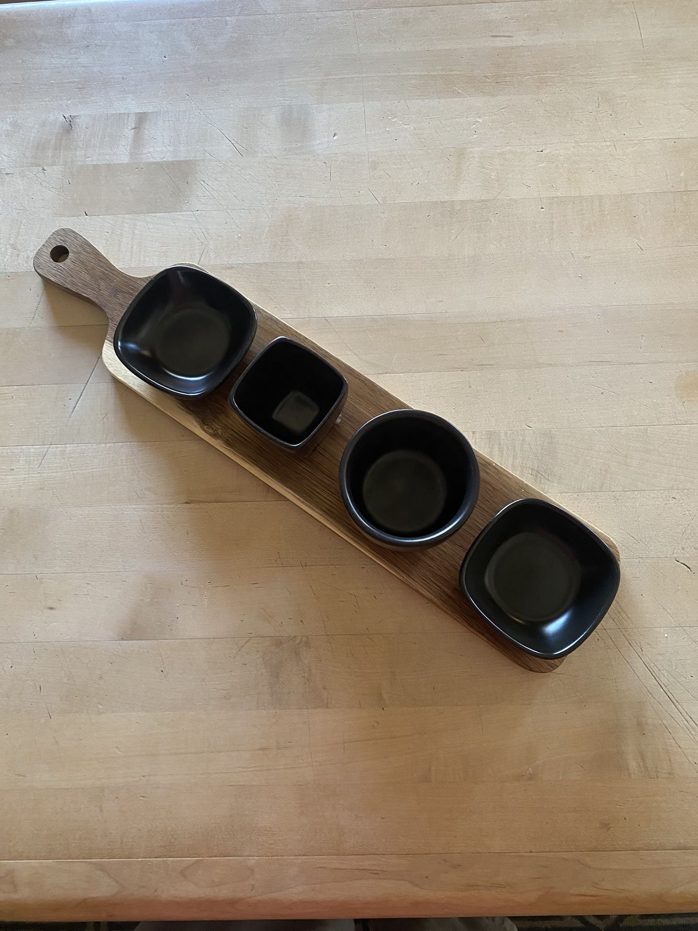 Mini Bowls On Wood Tray