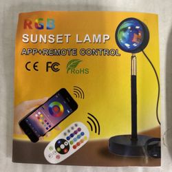 RGB Sunset Lamp Projector, Rainbow Projection LED Lights App Plus Remote, 16 Colors
