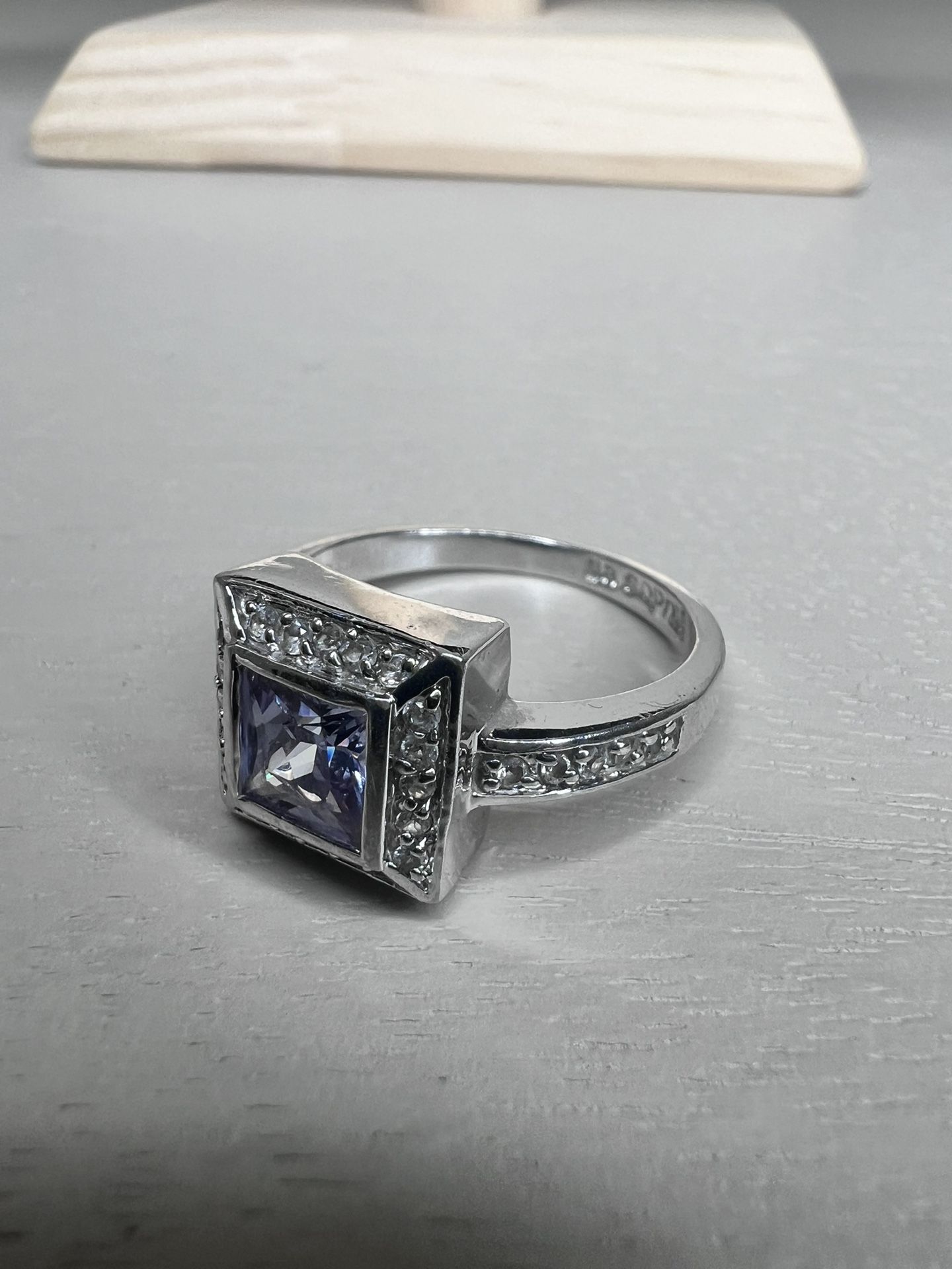 Lia Sophia Lavender cubic zirconia dazzler square halo ring, size 9  