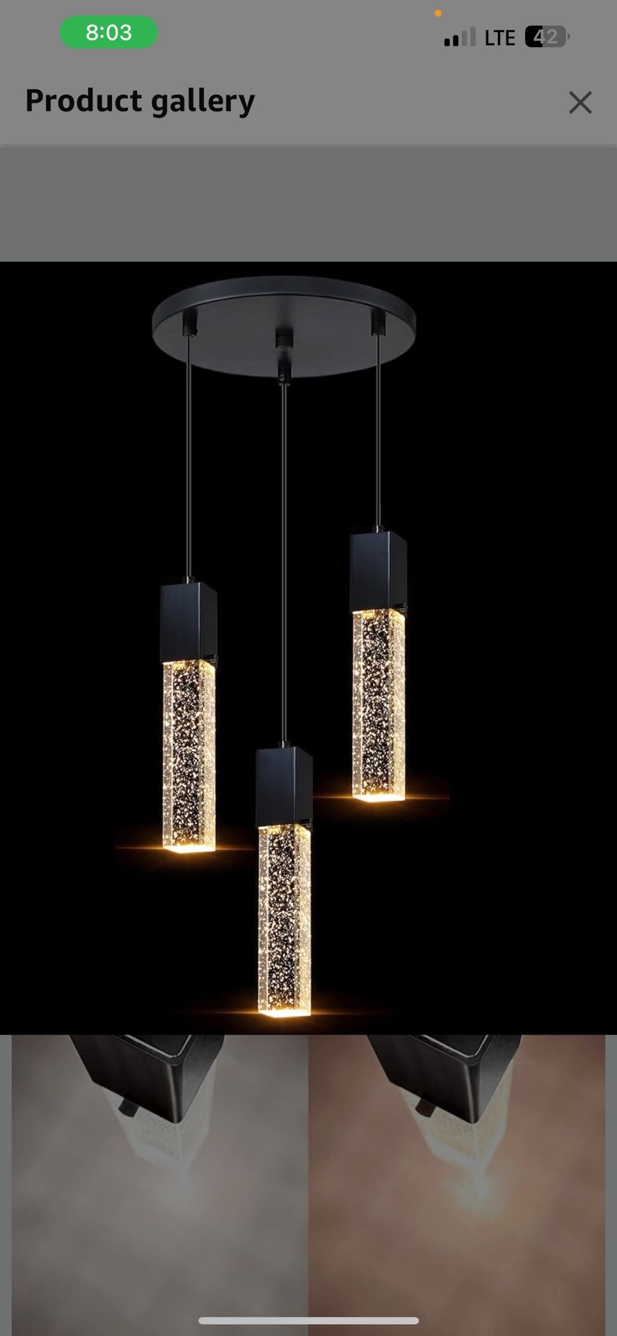 Hanging Crystal Kitchen Island Modern Concise Pendant Ceiling Light Fixture,for Kitchen Island Dining Room Bedroom Hallway (Black, 3 Light)