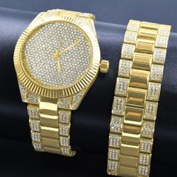 18K GOLD plated watch with bracelet