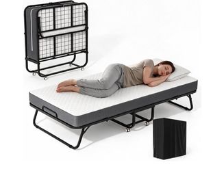 Folding Guest Bed with Mattress and Wheels