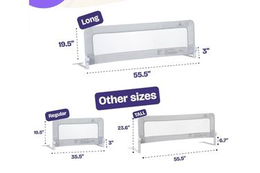 ComfyBumpy Regular Adjustable Toddler Bed Rail Guard Anti-Fall Safety Bar Mattress Side Rail for Kids, Gray