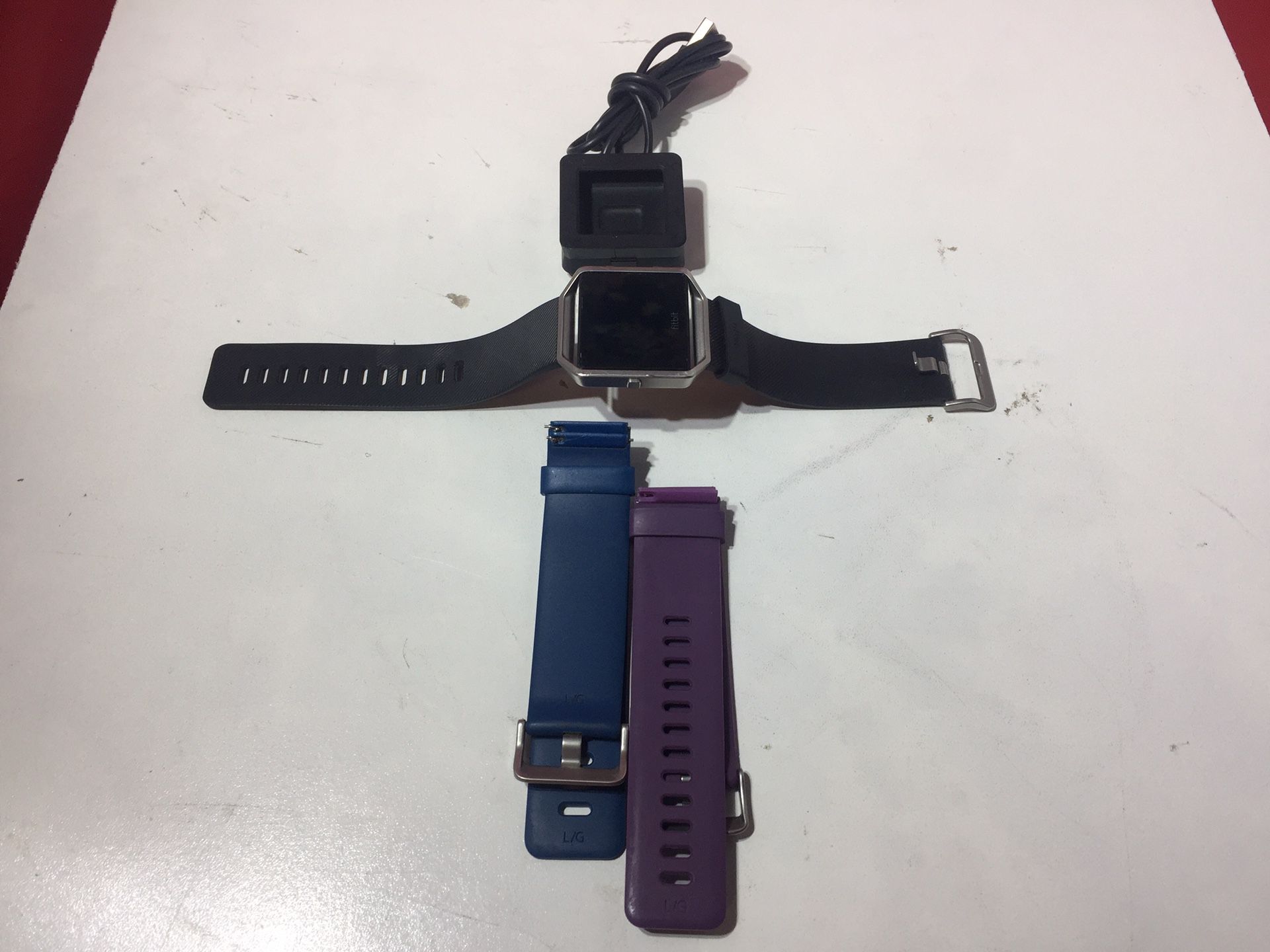 Fitbit Blaze FB502 Smart Fitness Watch Tracker w/ Blue & Purple Wristbands